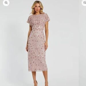 Mac Duggal
Midi dress, Hand-embellished mesh overlay